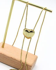 Set Aretes Y Collar Corazón Corbatin Latidos Dorado