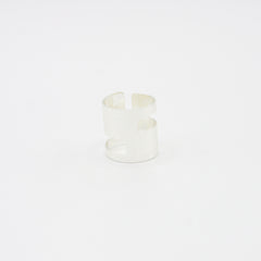 Anillo Doble Linea Cuadros Plateado - Bambú Rosa Joyas y Accesorios