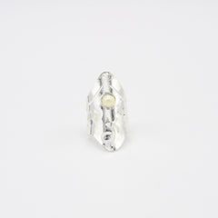 Anillo Perla Geometrico Plateado - Bambú Rosa Joyas y Accesorios