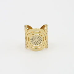 Anillo Círculos Calado Dorado - Bambú Rosa Joyas y Accesorios