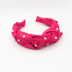 Diadema Perlas Tejido Trenza Fucsia - Bambú Rosa Joyas y Accesorios