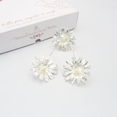 Set Anillo Y Aretes margaritas Plateadas - Bambú Rosa Joyas y Accesorios