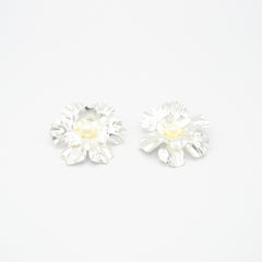 Aretes Maxi Topos Flor Perla Plateado - Bambú Rosa Joyas y Accesorios