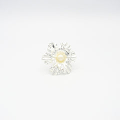 Anillo Flor Perla Primavera Plateado - Bambú Rosa Joyas y Accesorios