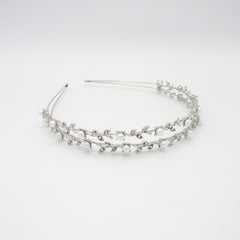 Diadema Perlas Y Cristal Visos Plateada - Bambú Rosa Joyas y Accesorios