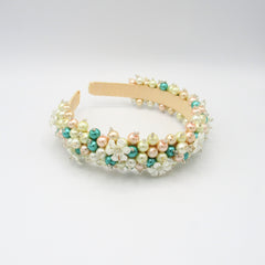 Diadema Tejida flor turquesa primavera - Bambú Rosa Joyas y Accesorios
