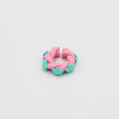 Earcuff Trenzado Rosado Flores Arcilla