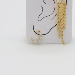 Set Earcuff x3 Moño, Luna y Cristal Cadenas Dorado