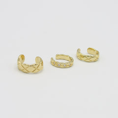 Earcuff X3 Trenzados Visos Dorado