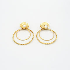 Aretes Aros Concha Y Perla Dorados