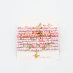 Set De Pulseras Tejida Estrella Rosado Musa