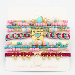 Set De Pulseras Tejida Multicolor Musa
