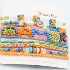 Set De Pulseras Tejida Amor Multicolor