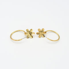 Aretes Candongas Redondas Flor Doradas