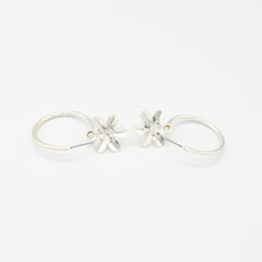 Aretes Candongas Redondas Flor Plateadas