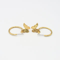 Aretes Candongas Redondas Mariposas Doradas