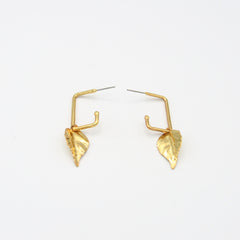 Aretes Candongas Cuadradas Hoja Doradas