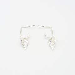 Aretes Candongas Cuadradas Hoja Plateada - Bambú Rosa Joyas y Accesorios