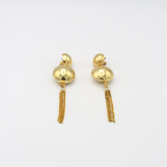 Aretes Doble Esferas Cadenas Dorados