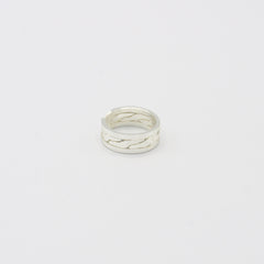 Anillo Argolla Cadena Trenzada Plateado