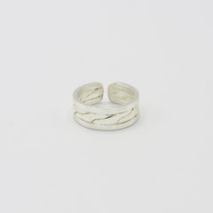 Anillo Argolla Cadena Trenzada Plateado