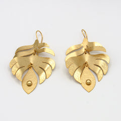 Aretes Gancho Hoja Articulada Conexión Dorado