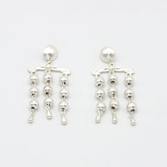 Aretes Articulados esferas Conexión Plateado - Bambú Rosa Joyas y Accesorios