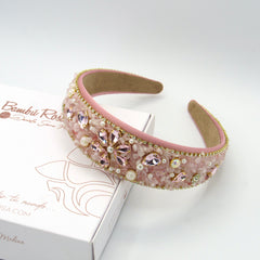 Diadema Piedra Picada Visos Conexión Rosado