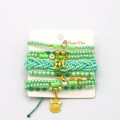 Set De Pulseras X8 Aguamarina