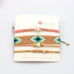 Set De Pulseras X4 Ojo Turco Tono Pastel Esencial