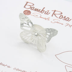Anillo Maxi Mariposa Balín Plateado - Bambú Rosa Joyas y Accesorios