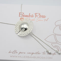 Collar Corbatín Semilla Plateado