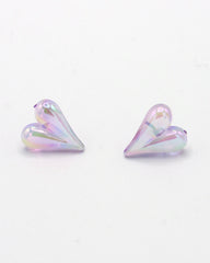 Aretes Topos Corazones Porcelanicron Visos Violeta
