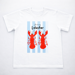 Camiseta manga corta blanca estampada langostas rayas - Bambú Rosa Joyas y Accesorios