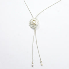 Collar Corbatin Semilla Perla Plateado