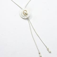 Collar Corbatin Semilla Perla Plateado