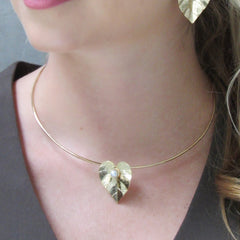 Collar Maxi Aro Dije Flor Perla Anturio Dorado