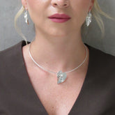 Collar Maxi Aro Dije Flor Perla Anturio Plateado