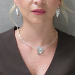 Collar Maxi Aro Dije Flor Perla Anturio Plateado