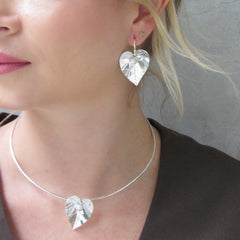 Collar Maxi Aro Dije Flor Perla Anturio Plateado