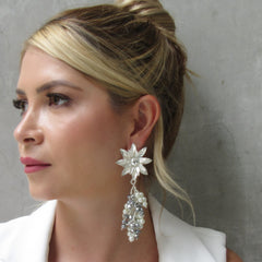 Aretes Girasol Tejido Madres Plateado