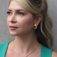 Aretes Maxi Topo Rosa Dorado