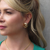 Aretes Maxi Topo Rosa Dorado