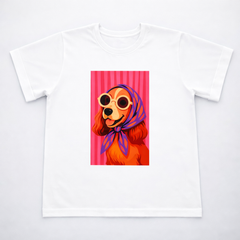 Camiseta manga corta blanca estampada perro - Bambú Rosa Joyas y Accesorios