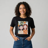 Camiseta manga corta negra estampada niñas - Bambú Rosa Joyas y Accesorios