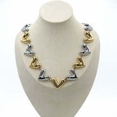 Set Collar y Aretes + Earcuff Corazón Dorado Y Plateado - Bambú Rosa Joyas y Accesorios