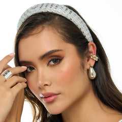 Diadema Cristales Visos Plateada - Bambú Rosa Joyas y Accesorios