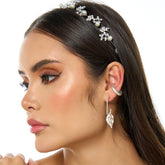 Aretes Candongas Cuadradas Hoja Plateada