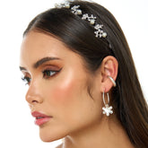 Aretes Candongas Redondas Flor Plateadas