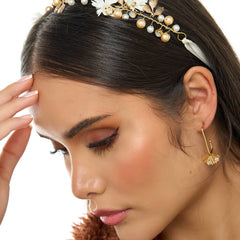 Aretes Candongas Cuadradas Abanico Doradas - Bambú Rosa Joyas y Accesorios